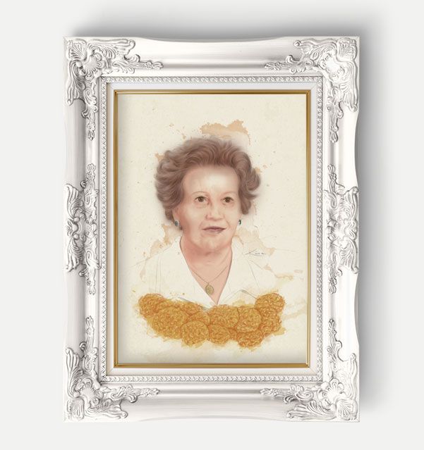 Cuadro con ilustración digital retrato personalizado abuela Tina